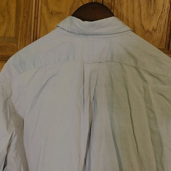 Ralph Lauren Yarmouth Blue Chambray Long Sleeve Button Down Mens 17.5 Polo Shirt - Picture 9 of 10
